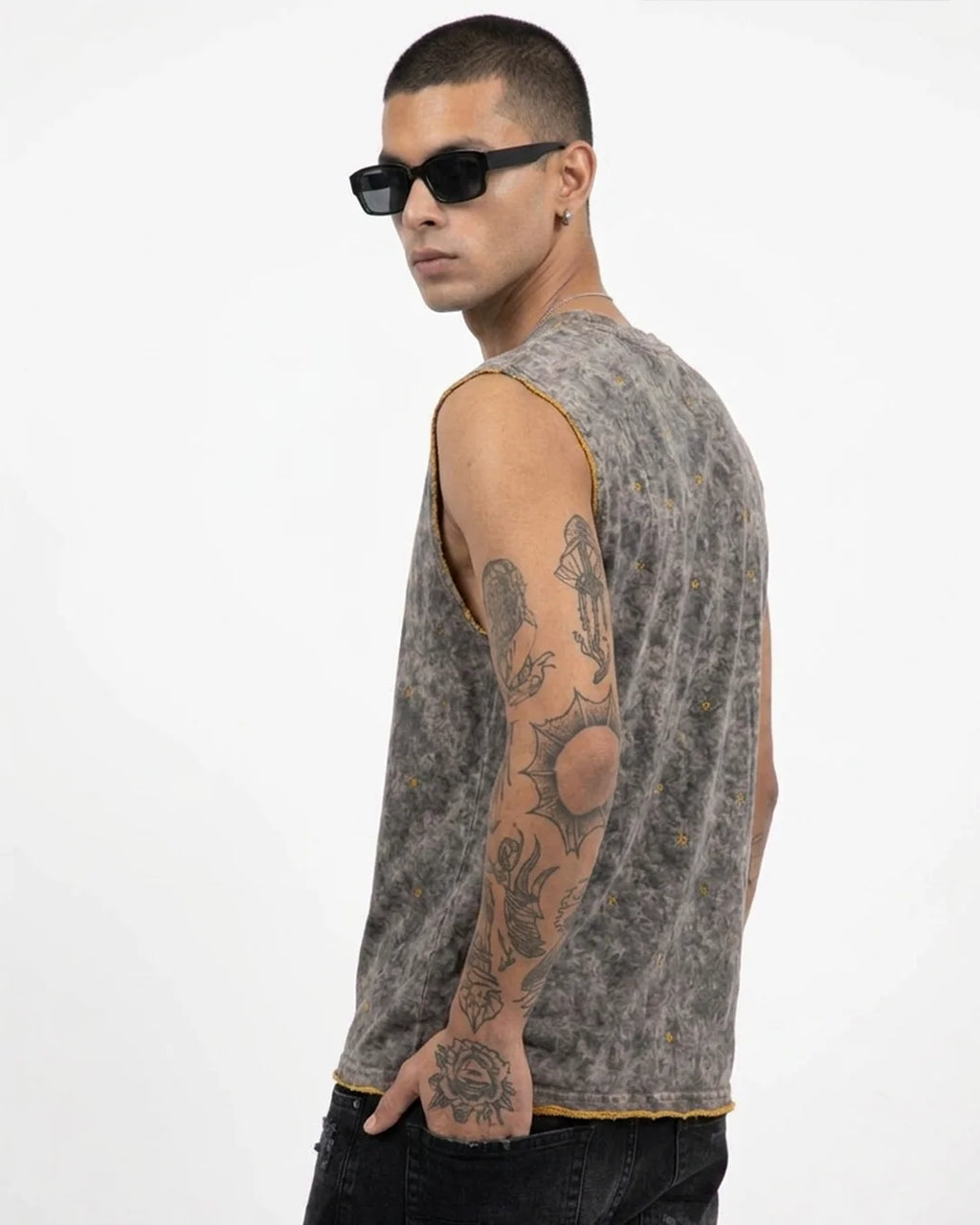 Sullitt Oversized Grey Tank - Slate Wash