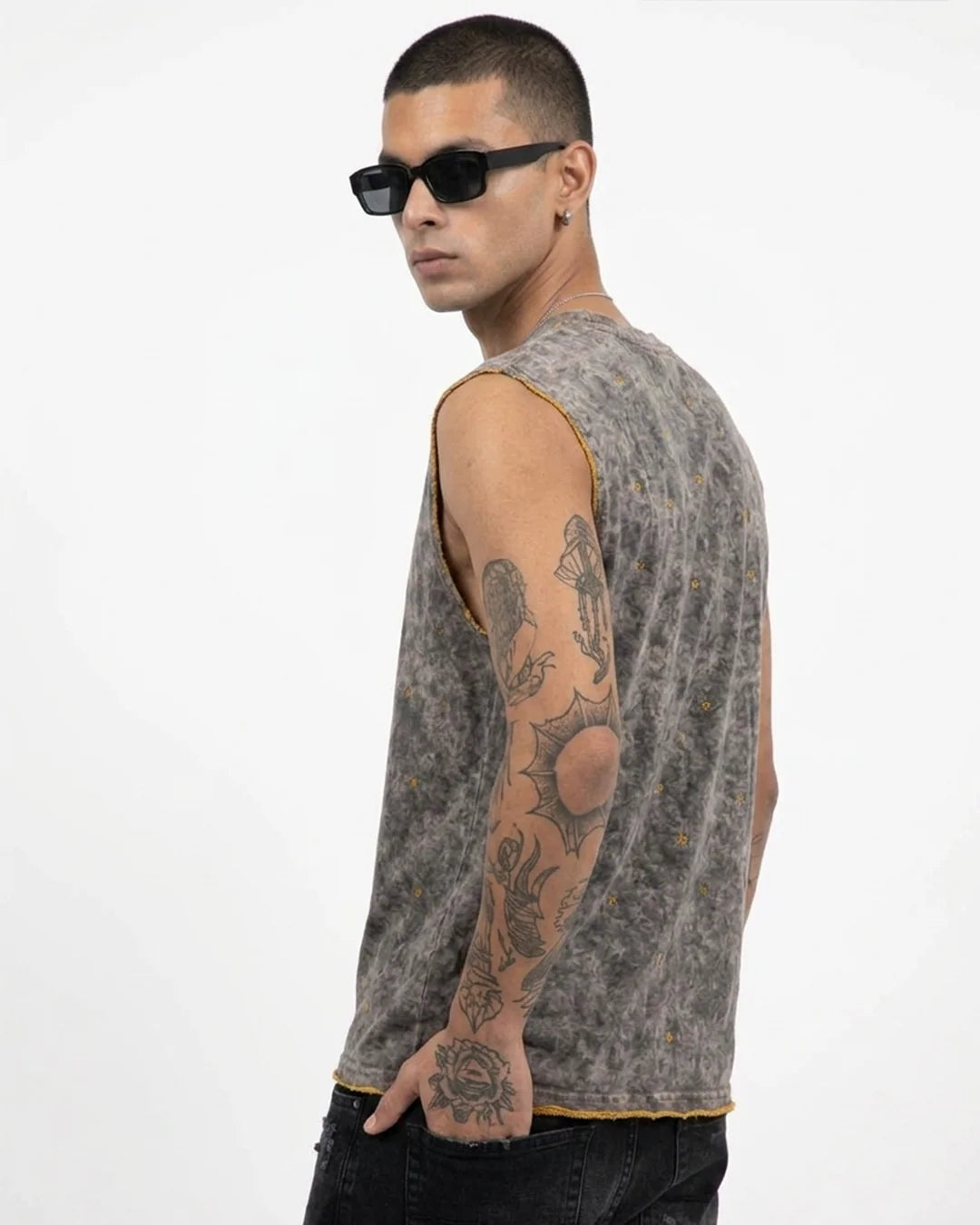 Sullitt Oversized Grey Tank - Slate Wash