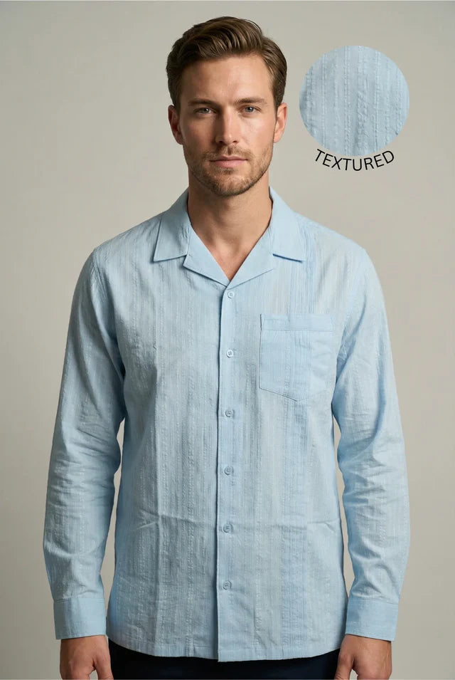 LYVN Relaxed Fit Pin Tuck Shirt - Light Blue
