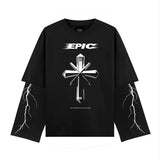 Oversized Black Full Sleeve T-Shirt - Cross V2