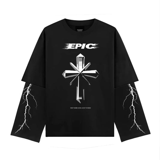 Epic Oversized Black Full Sleeve T-Shirt - Cross V2