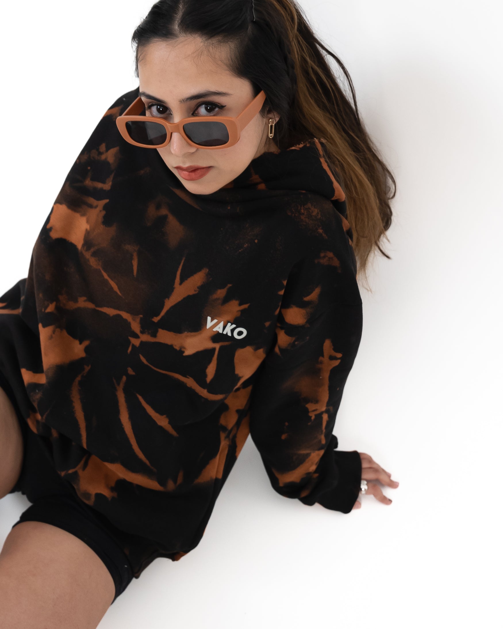 Vako Tie Dye Orange Overside Hoodie