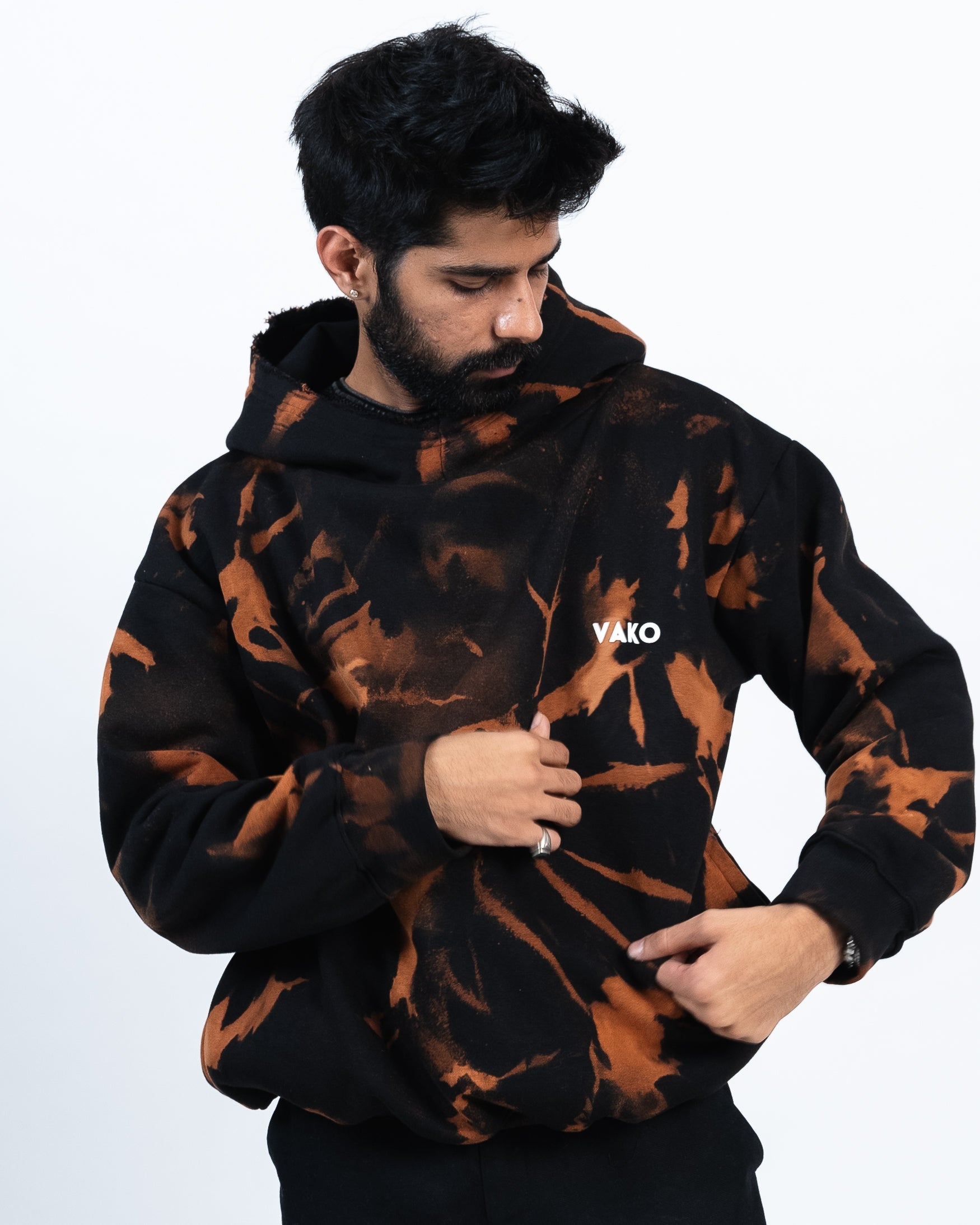 Vako Tie Dye Orange Overside Hoodie