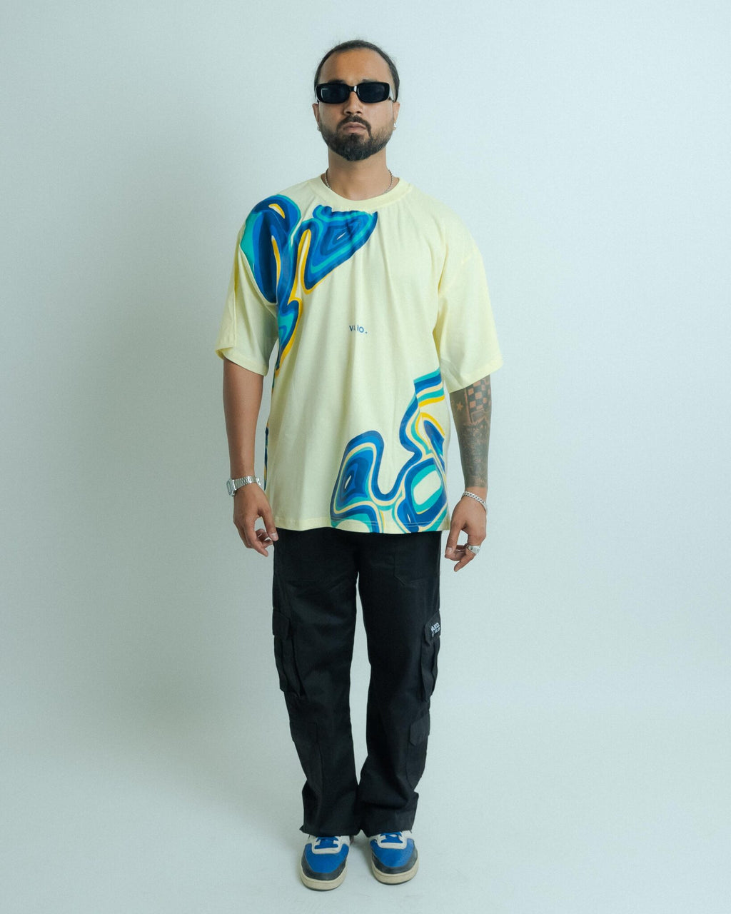 Vako Oversized Yellow T-Shirt - Scribbling
