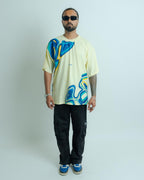 Vako Oversized Yellow T-Shirt - Scribbling
