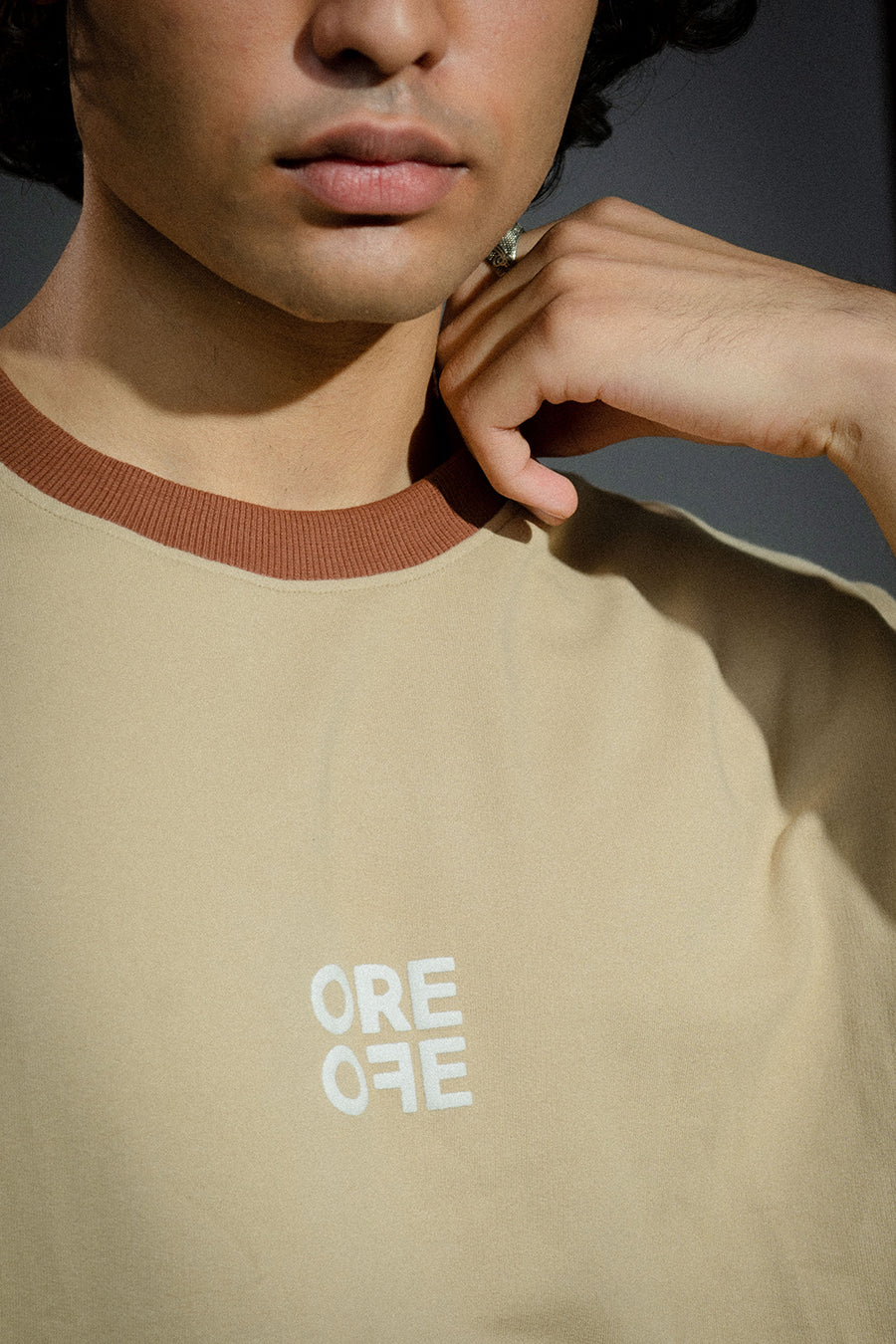 ORE OFE Beige Basic Oversized T-Shirt