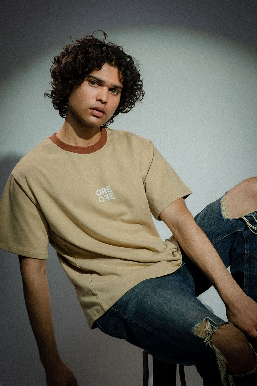 ORE OFE Beige Basic Oversized T-Shirt