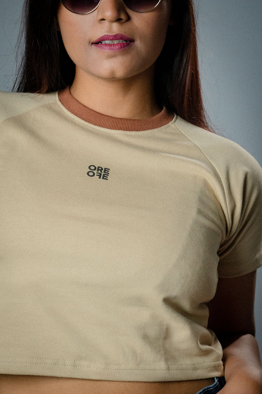 ORE OFE Beige Basic Crop Top