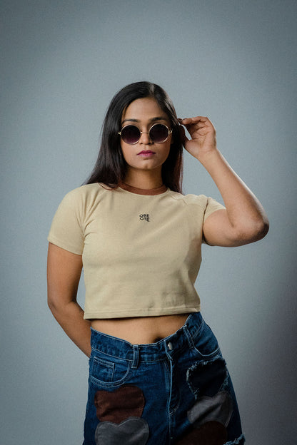 ORE OFE Beige Basic Crop Top