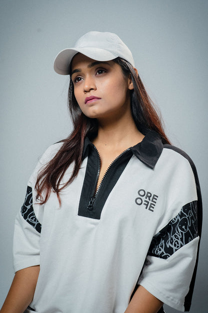 ORE OFE White And Black Oversized Polo