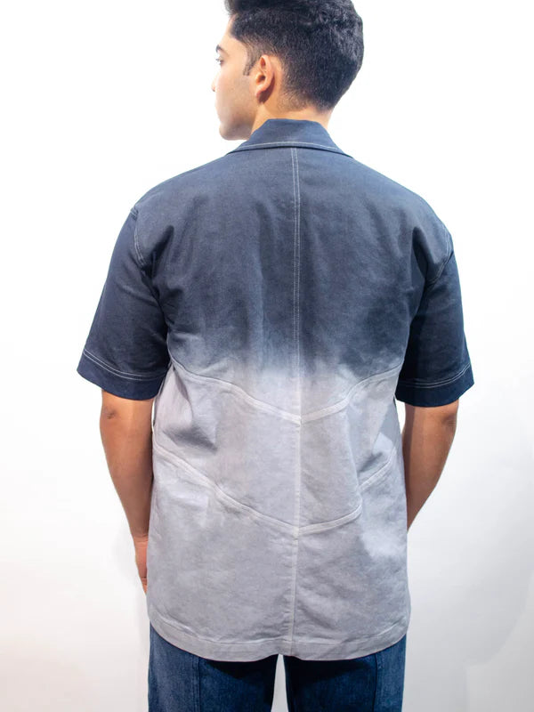 Rising Among Oversized Fade Ombre Shirt - Stone