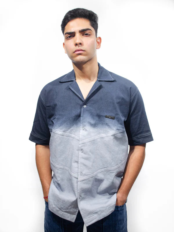 Rising Among Oversized Fade Ombre Shirt - Stone
