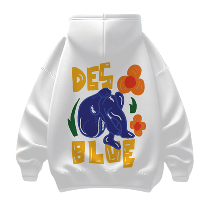 FakeButReal Oversized Des Blue White Hoodie