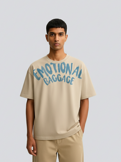 Exhale Label Oversized T-Shirt Beige - Emotional Baggage