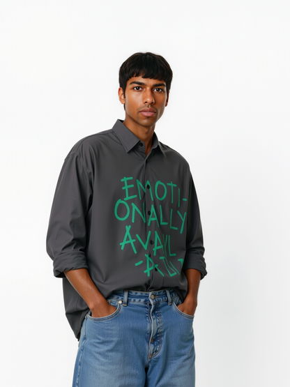 Exhale Label Oversized Shirt Grey - Emotionally Available