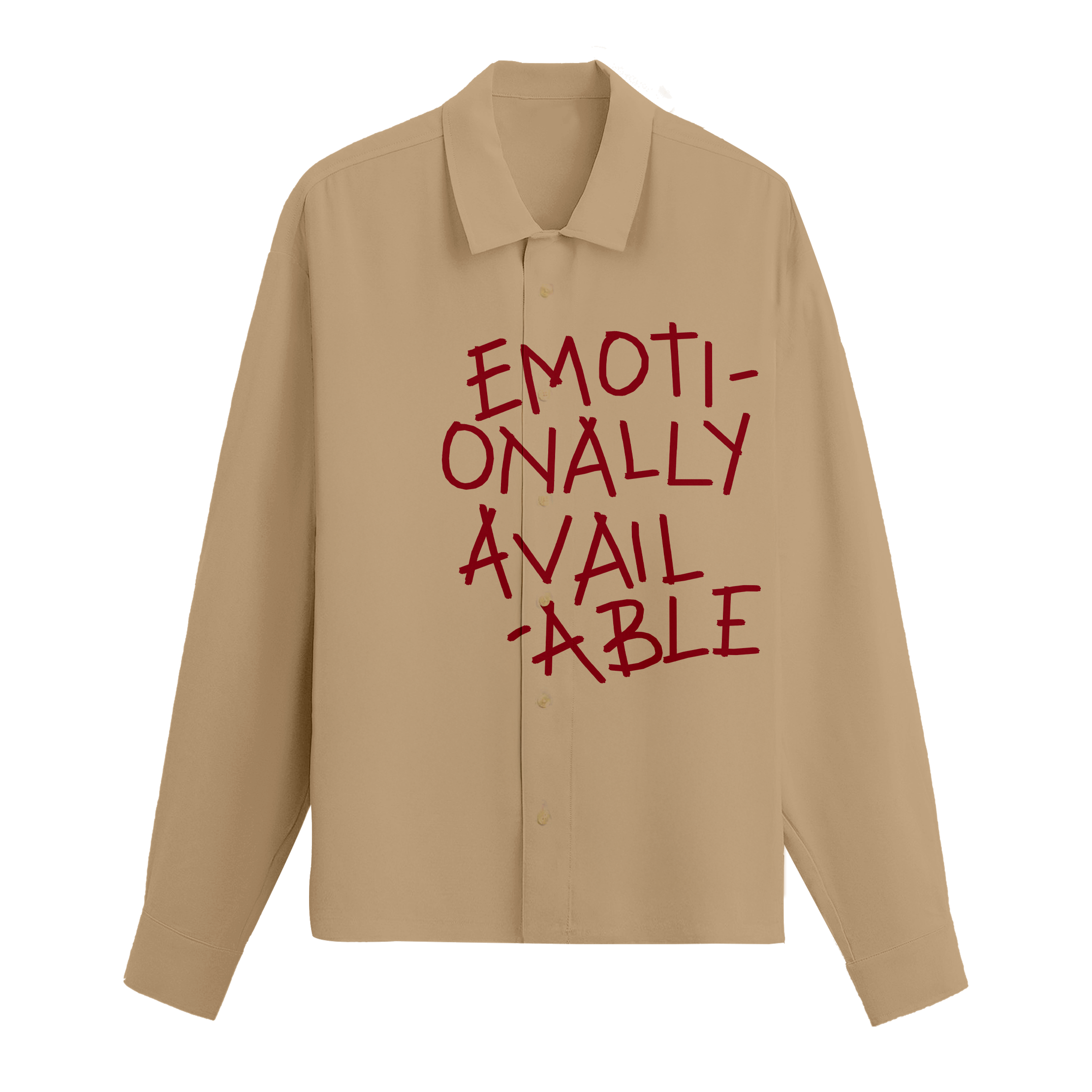 Exhale Label Oversized Shirt Beige - Emotionally Available