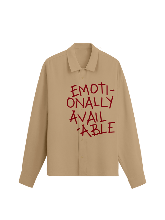 Exhale Label Oversized Shirt Beige - Emotionally Available