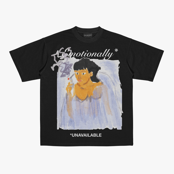 FakeButReal Emotionally Unavailable Black Oversize T-Shirt - reference
