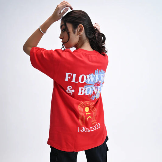 Overbar Flowers and Bones Oversize T-shirt
