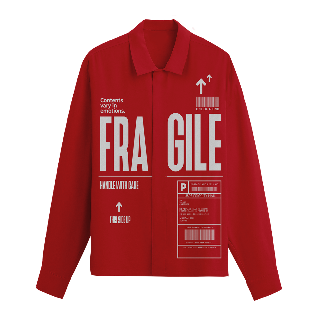 Exhale Label Oversized Shirt Red - Fragile
