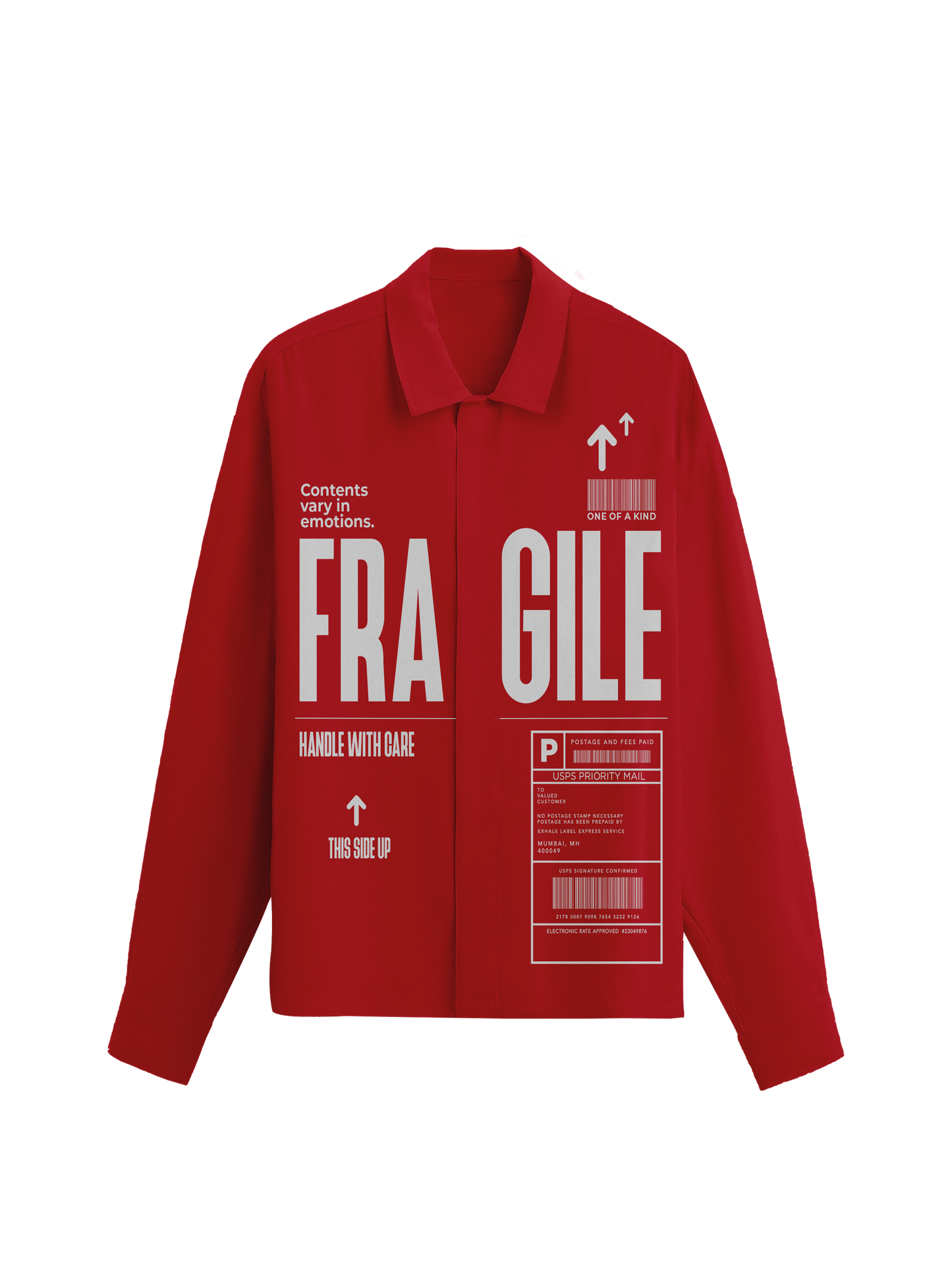 Exhale Label Oversized Shirt Red - Fragile
