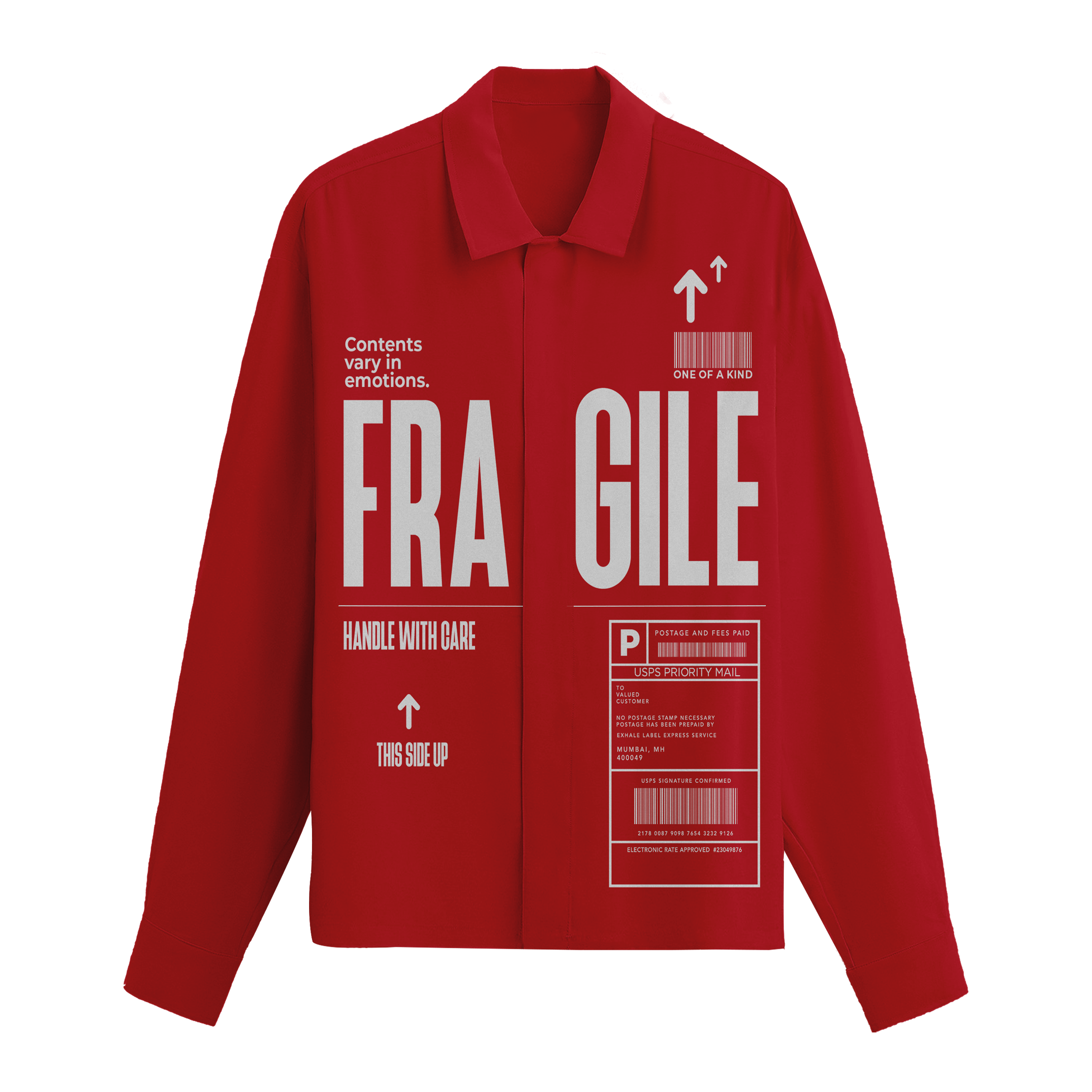 Exhale Label Oversized Shirt Red - Fragile