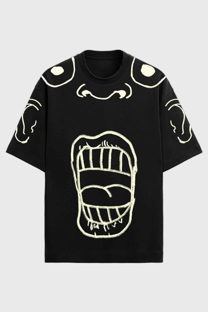 WalaWali 'FACT FACE' Black Oversize Tee