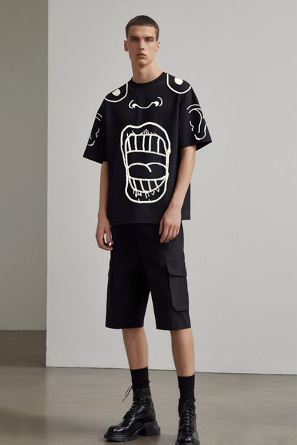 WalaWali 'FACT FACE' Black Oversize Tee