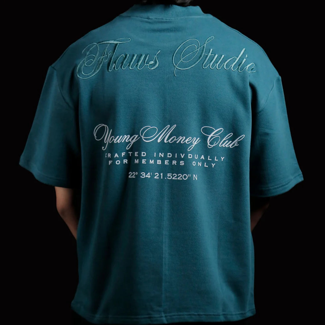 Flaws Young Money Club Oversize Tee - Sea Green