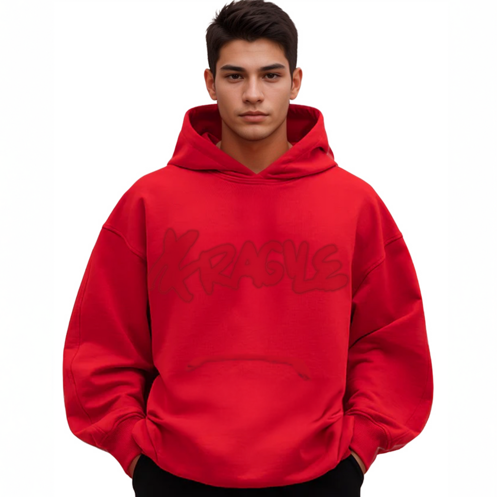 Exhale Label Oversized Hoodie Red - Karthik