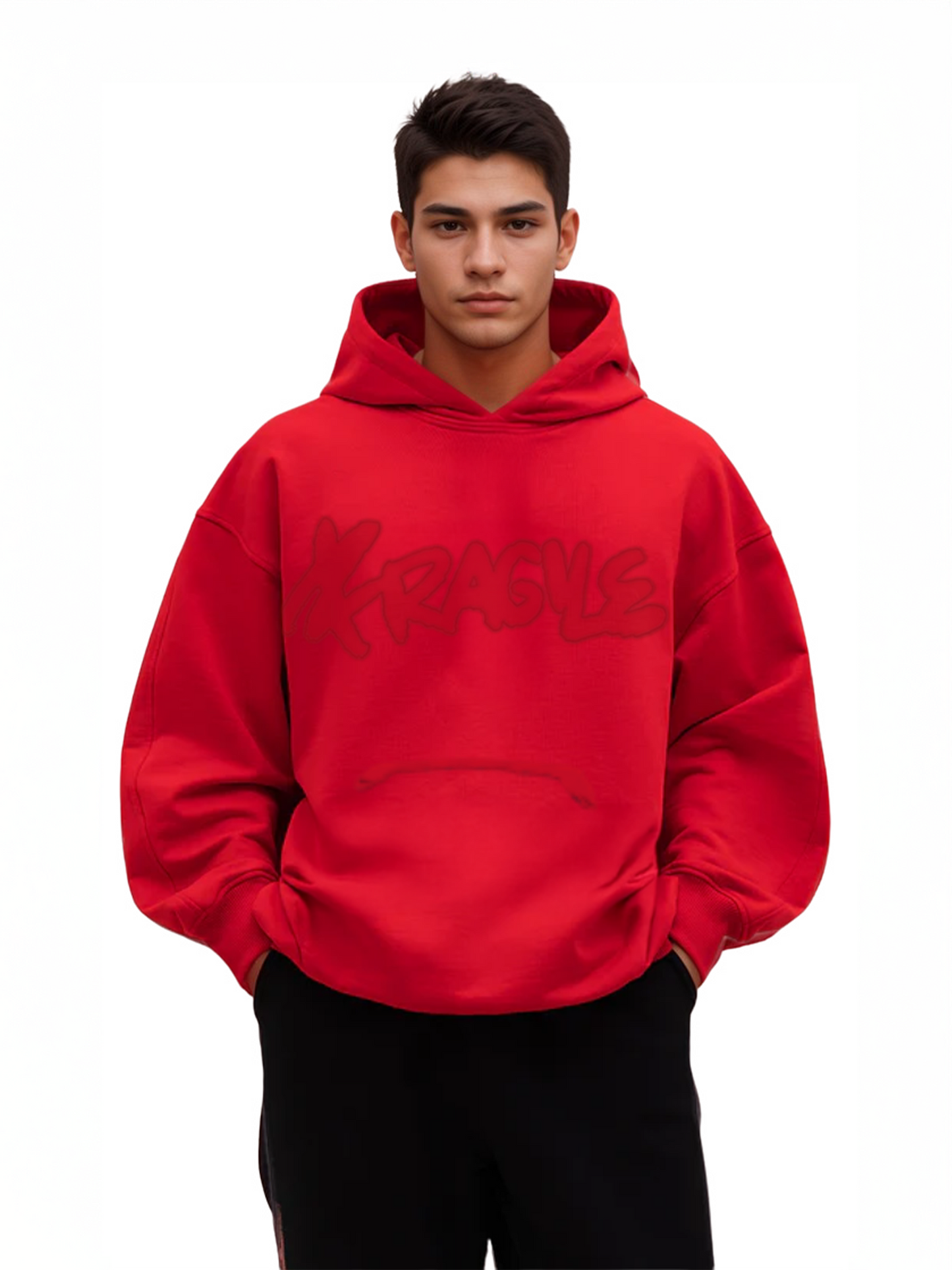 Exhale Label Oversized Hoodie Red - Karthik