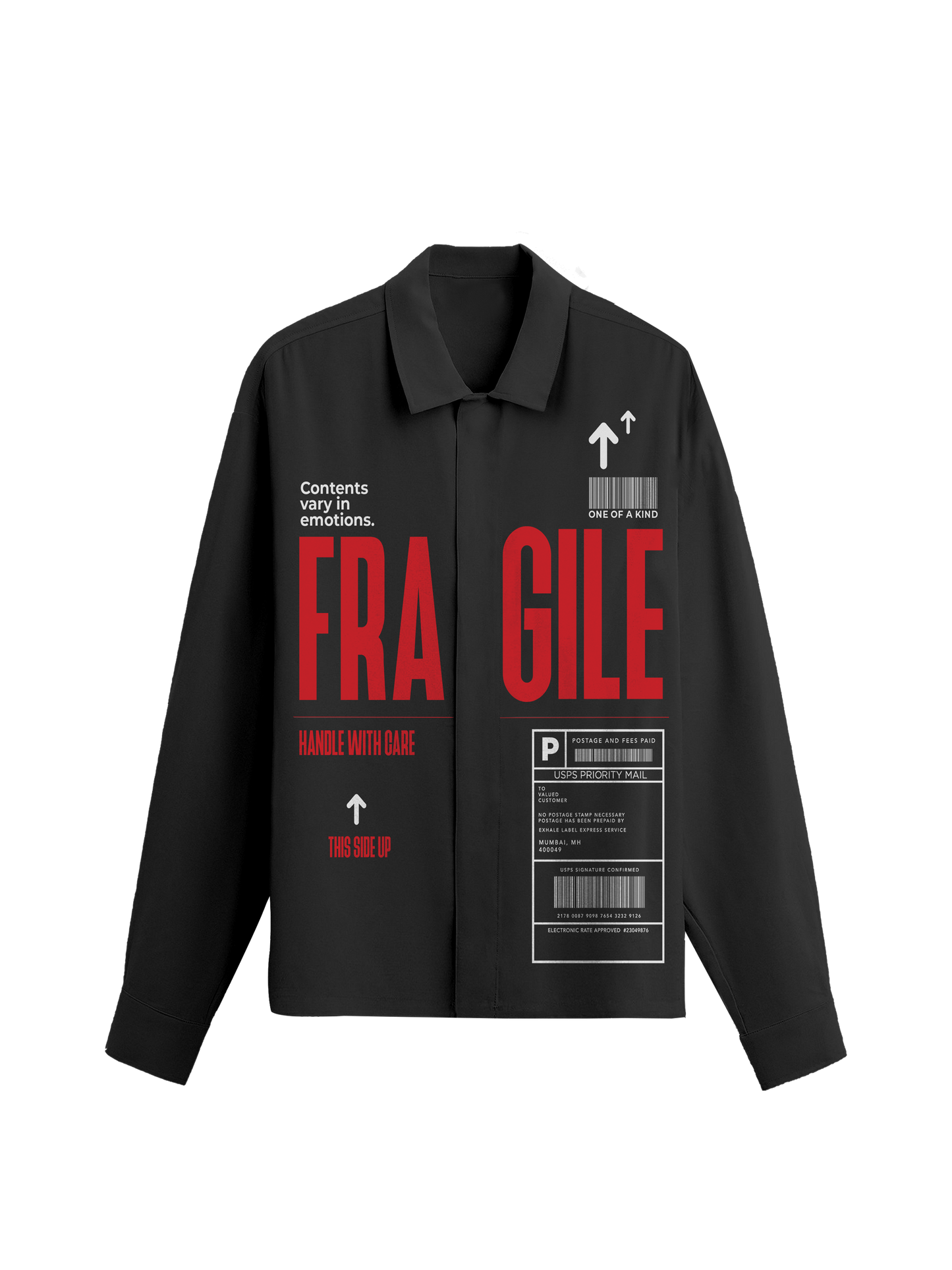 Exhale Label Oversized Shirt Black - Fragile