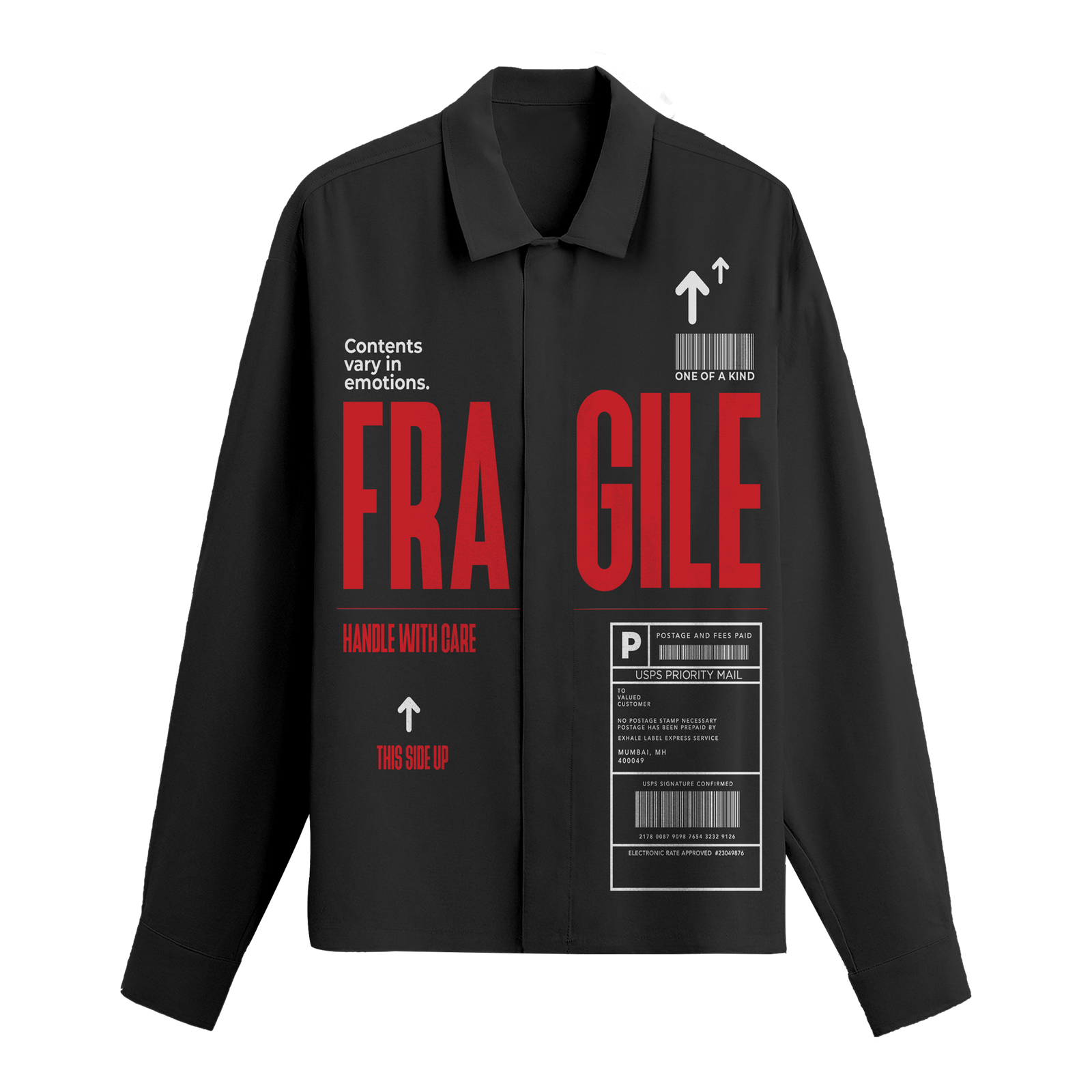 Exhale Label Oversized Shirt Black - Fragile