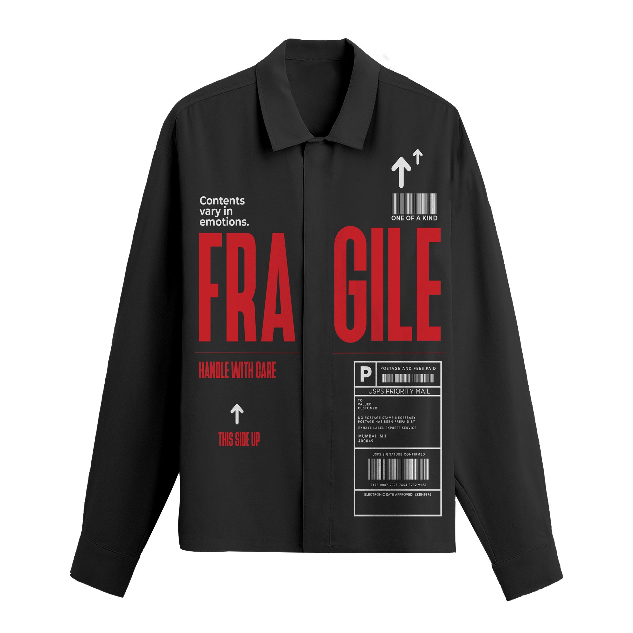 Exhale Label Oversized Shirt Black - Fragile