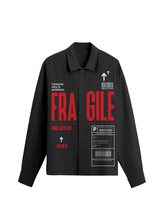 Exhale Label Oversized Shirt Black - Fragile