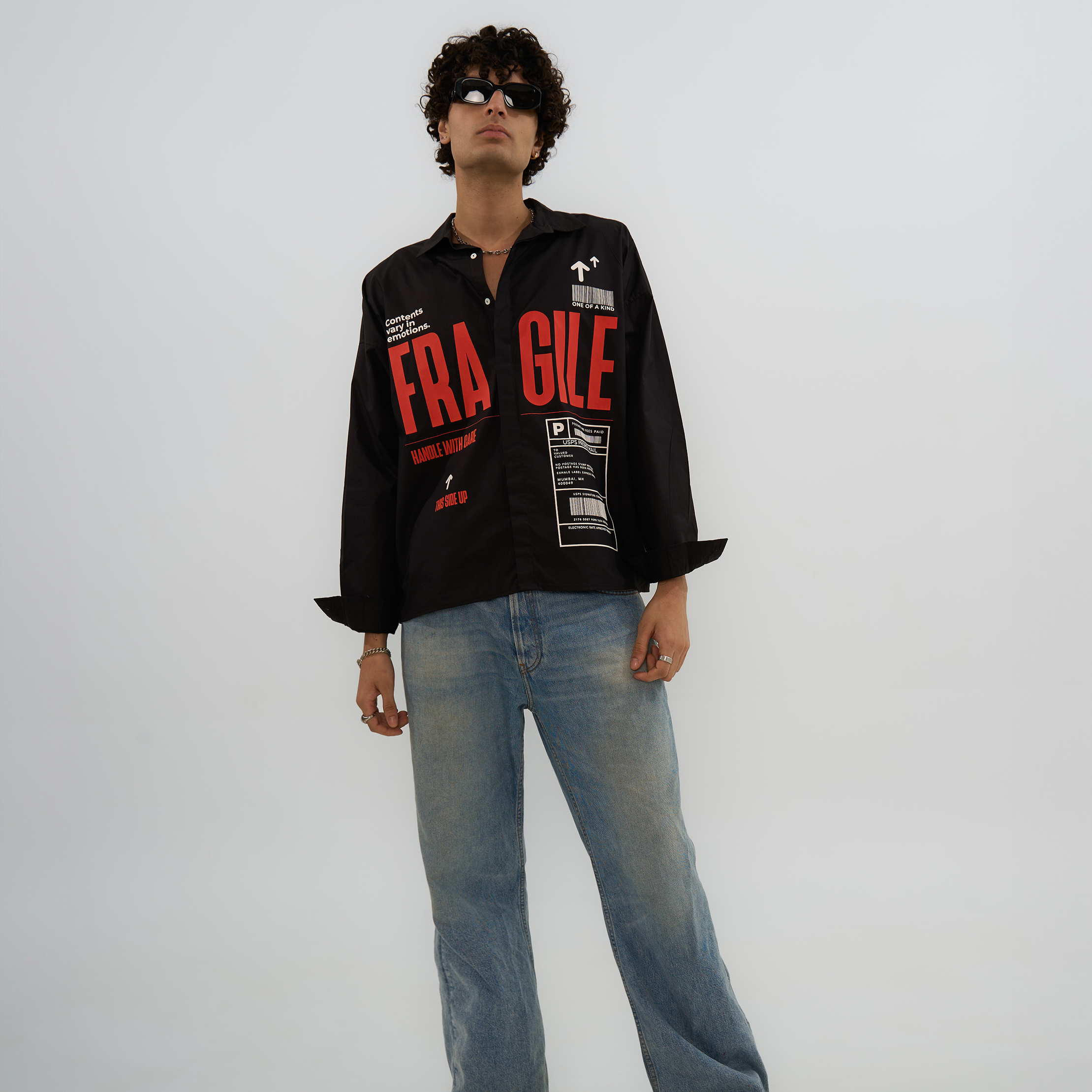 Exhale Label Oversized Shirt Black - Fragile