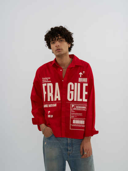 Exhale Label Oversized Shirt Red - Fragile