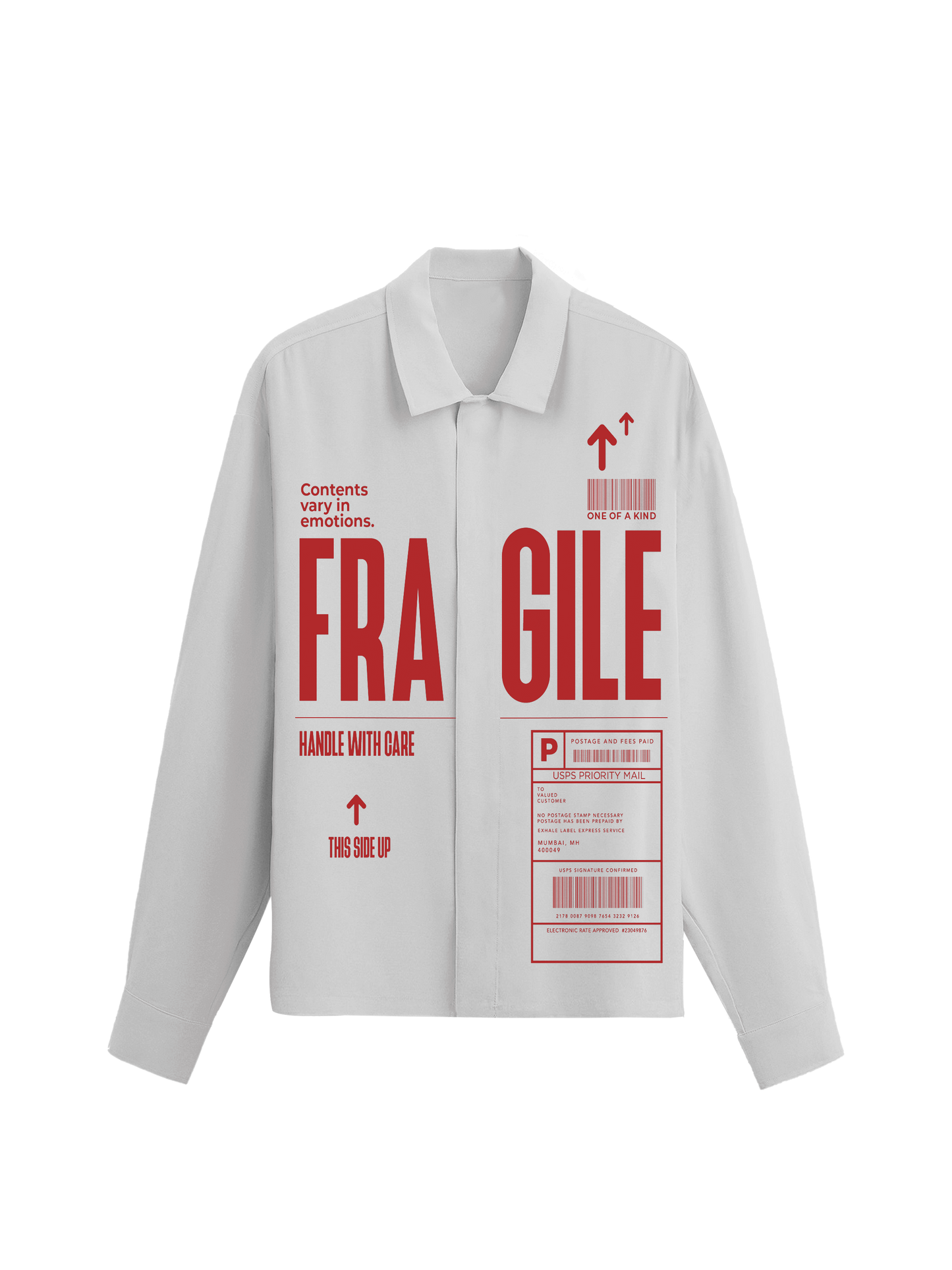 Exhale Label Oversized Shirt White - Fragile