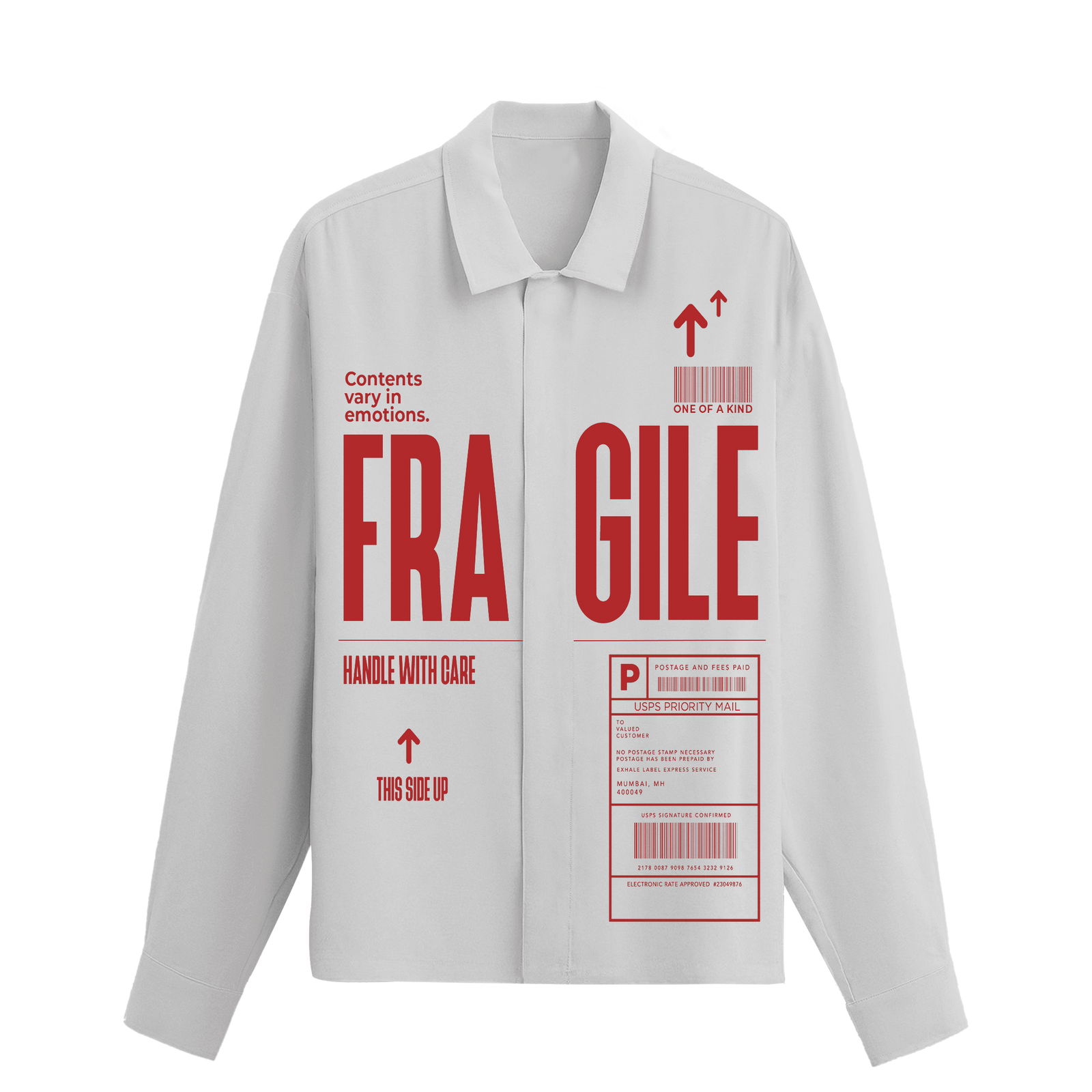 Exhale Label Oversized Shirt White - Fragile