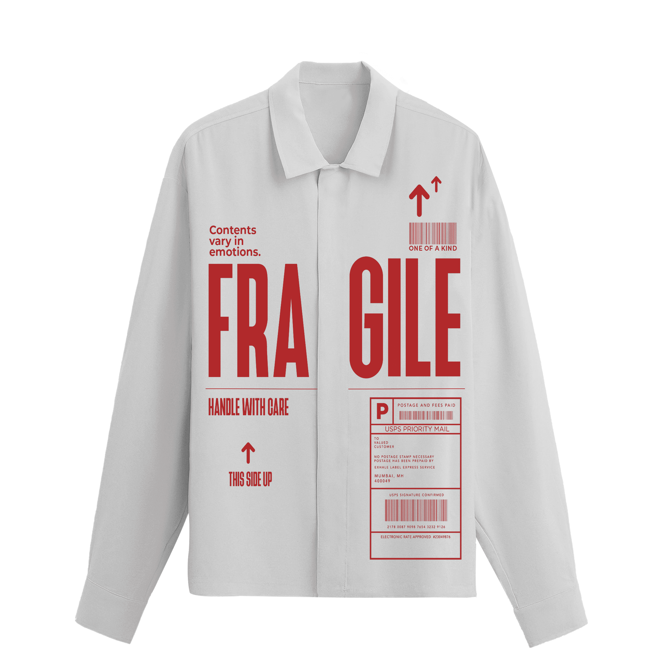 Exhale Label Oversized Shirt White - Fragile