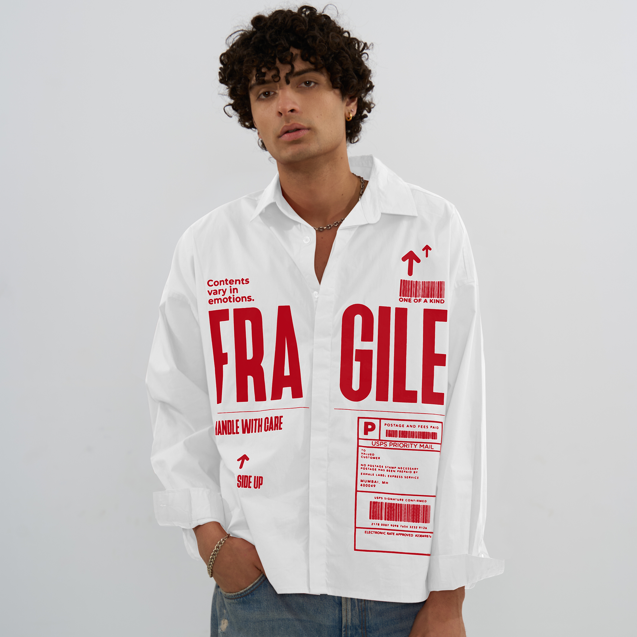 Exhale Label Oversized Shirt White - Fragile