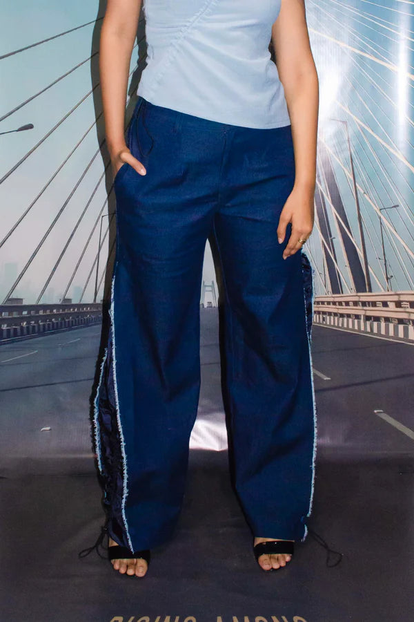 Rising Among Denim Fray Pant - Blue