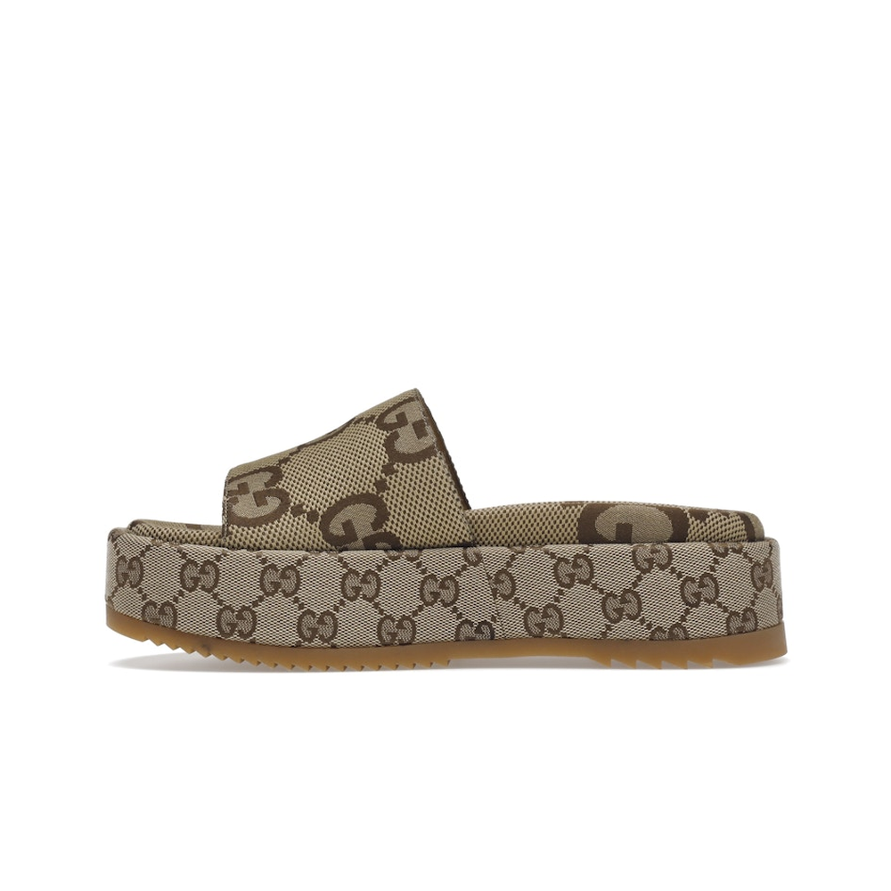 Gucci Angelina Platform 55mm Sandal Camel Canvas