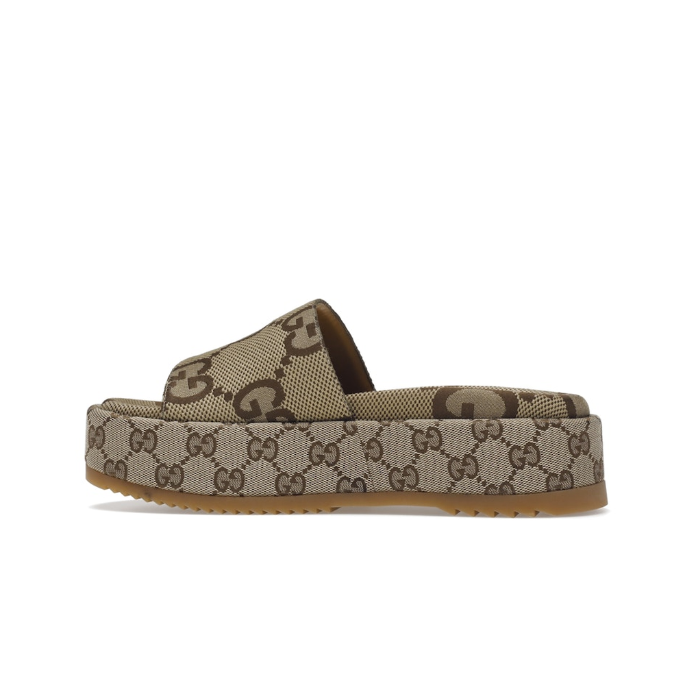 Gucci Angelina Platform 55mm Sandal Camel Canvas