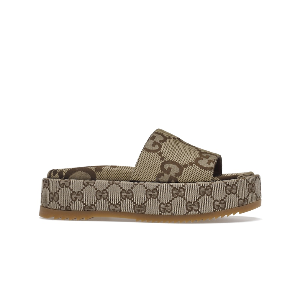 Gucci Angelina Platform 55mm Sandal Camel Canvas