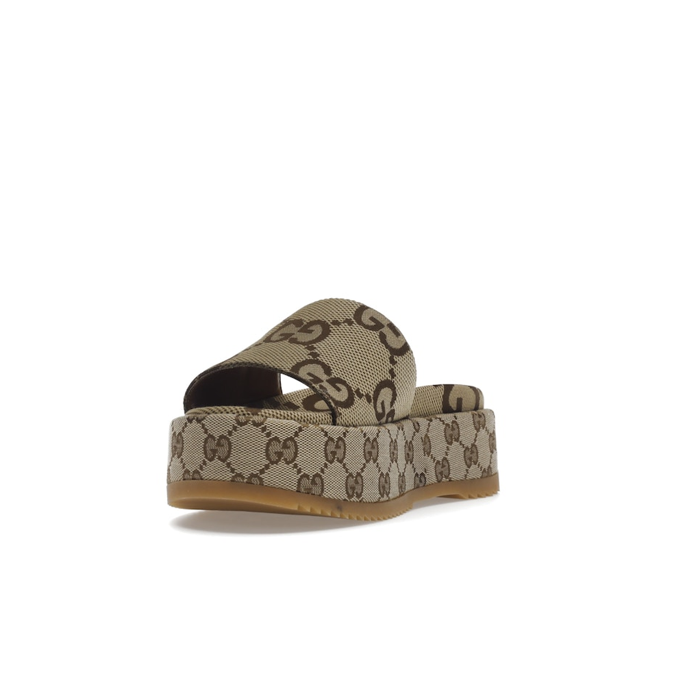 Gucci Angelina Platform 55mm Sandal Camel Canvas