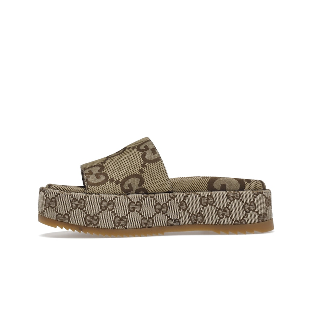 Gucci Angelina Platform 55mm Sandal Camel Canvas