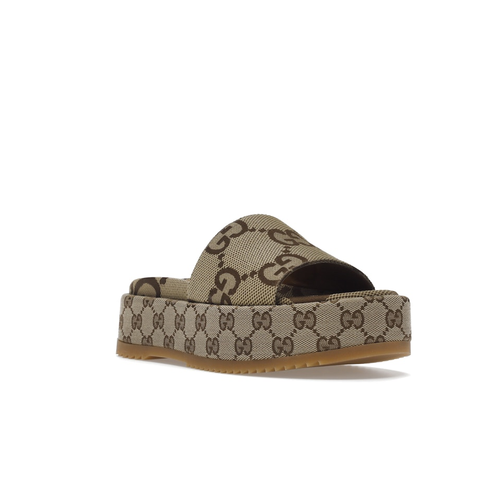 Gucci Angelina Platform 55mm Sandal Camel Canvas