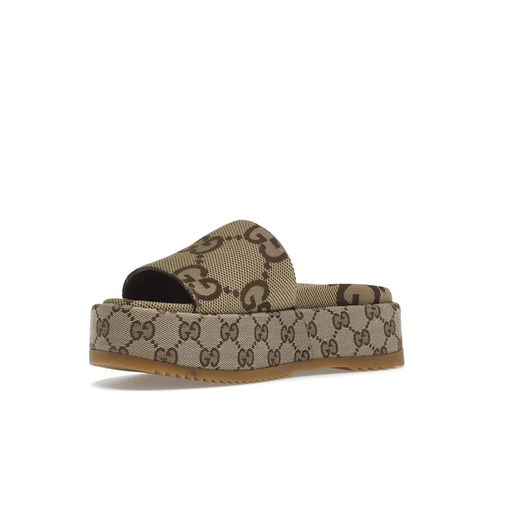 Gucci Angelina Platform 55mm Sandal Camel Canvas