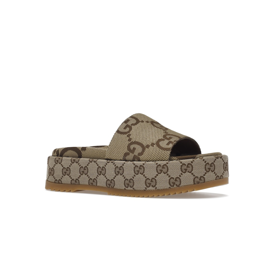 Gucci Angelina Platform 55mm Sandal Camel Canvas